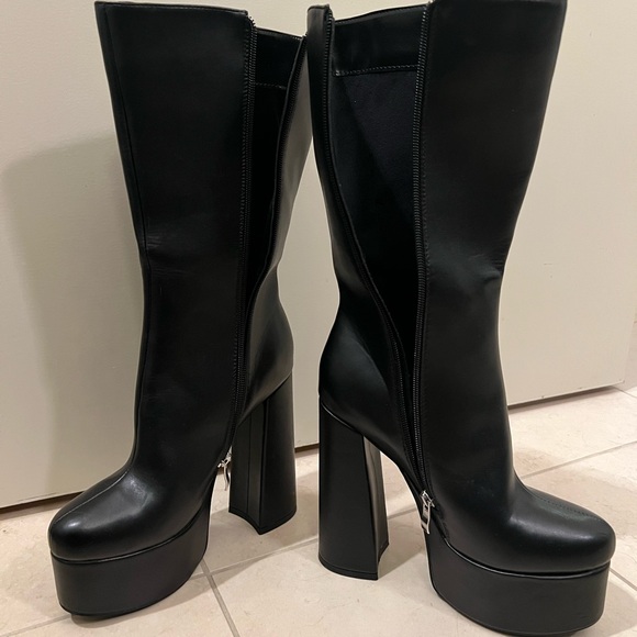 Black zip platform go-go boots - Picture 2 of 4